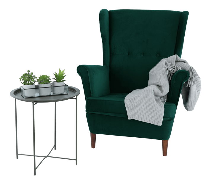 Füles fotel Rafaelo (zöld + dió) *bazár