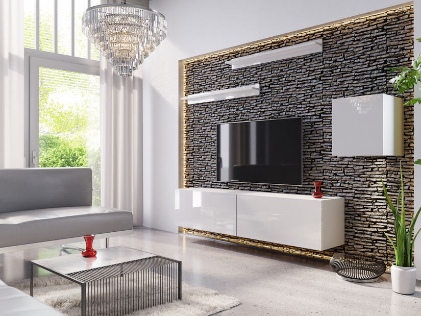 Mobilier living Dophia (alb + alb lucios)