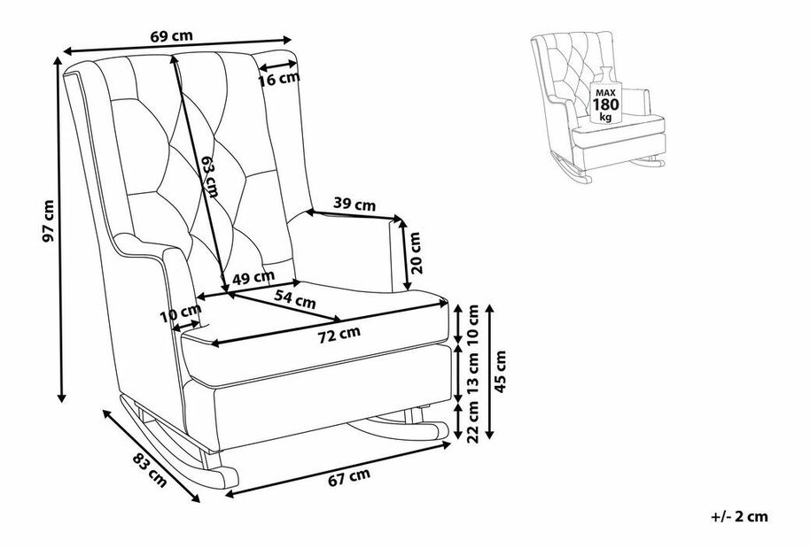 Hojdacie kreslo TROND II (polypropylén) (mätová)