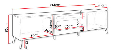 TV ormarić/stolić s električnim kaminom Rostasi EF (sjajni kašmir + zlatna)