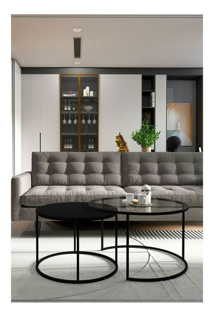 Dohányzóasztal Kjusu (átlátszó + fekete) 