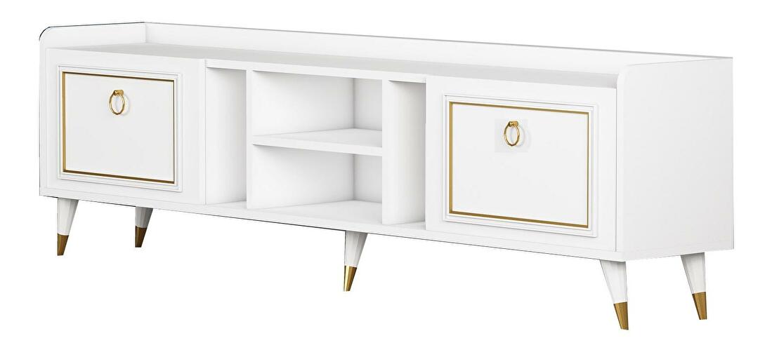 TV asztal/szekrény Kadole 2 (fehér + arany) 