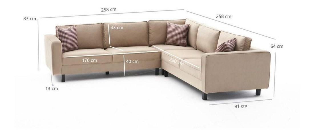 Colțar Kalen 2 (crem + negru)