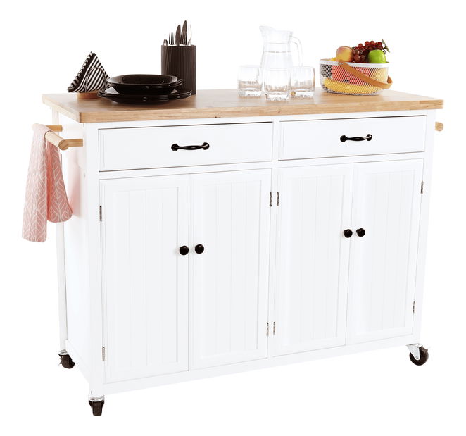 Servírovací stolík Gala (biela + prírodná)