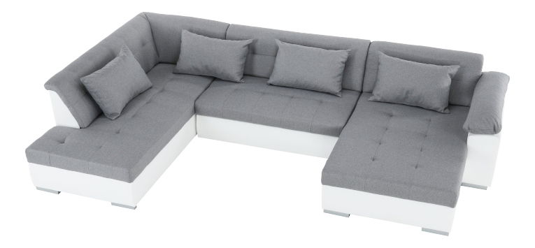 Rohová sedačka U Lenona U (biela + svetlosivá) (L)