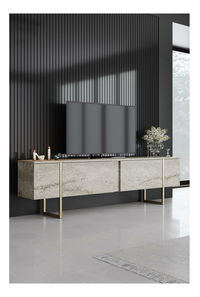 TV asztal/szekrény Luna (travertin + arany)