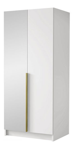 Dulap de haine Smagano II (Alb + auriu) (cu oglindă)