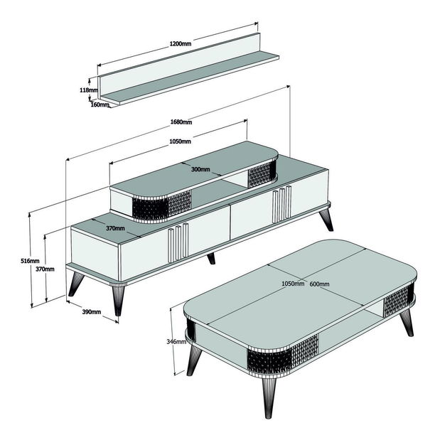 Súprava nábytku do obývacej izby Etela (orech)