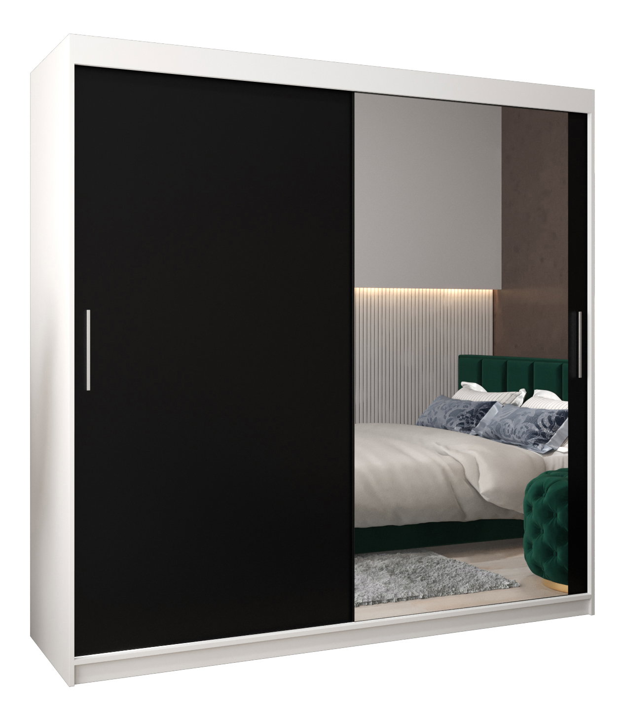 Ruhásszekrény 200 cm Toki 2 (matt fekete + matt fekete)