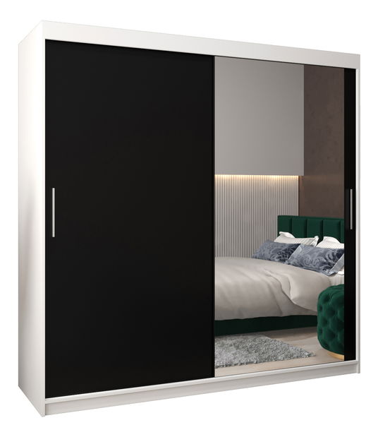 Ruhásszekrény 200 cm Toki 2 (matt fekete + matt fekete)