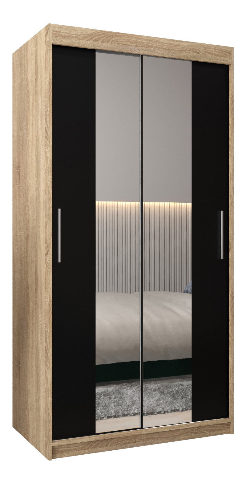 Ruhásszekrény 100 cm Toki 1 (sonoma tölgy + matt fekete)