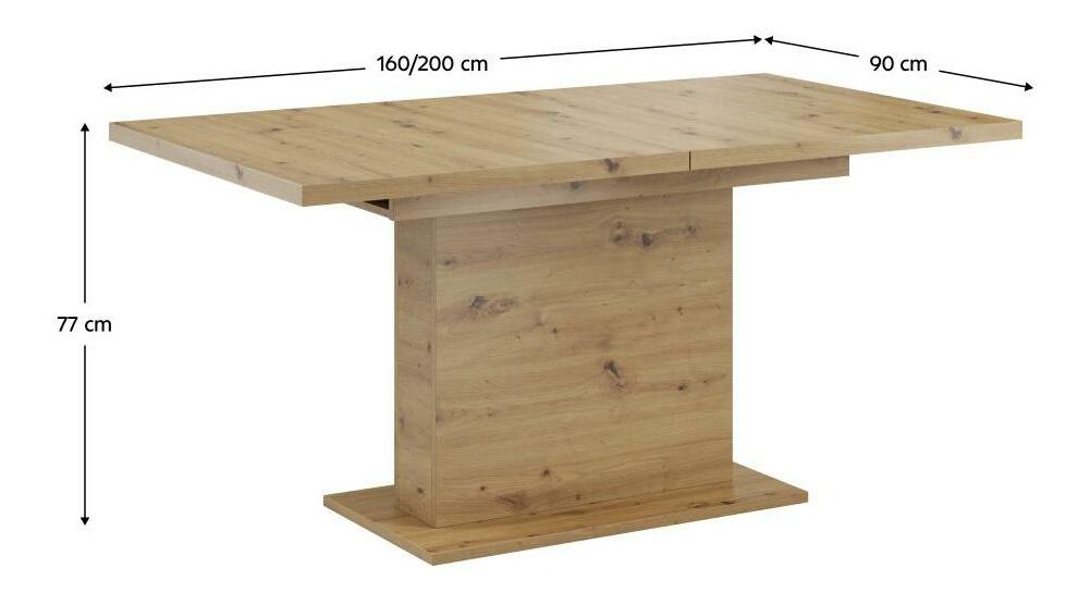 Masă de sufragerie extensibilă Bovata (stejar artisan) (pentru 6-8 persoane)