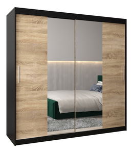 Dulap de haine 200 cm Toki 1 (negru mat + stejar sonoma)