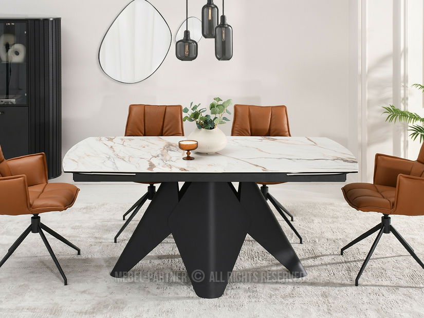 Masă sufragerie Noruega (marmură + negru)