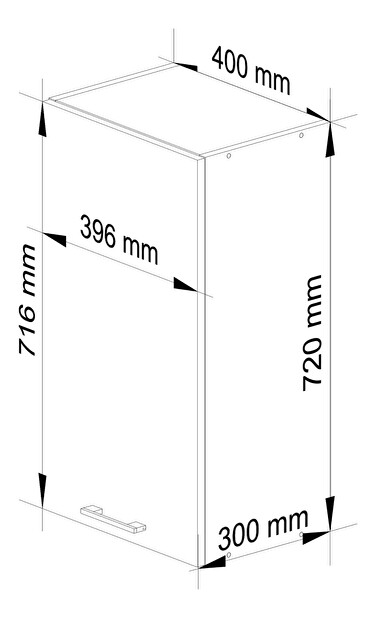 Horná kuchynská skrinka Ozara W40 H720 (biela + grafit lesk)