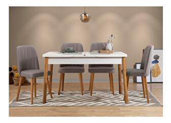 Set mobilier sufragerie Dobuse 3 (pin atlantic + alb + gri) (pentru 4 persoane)