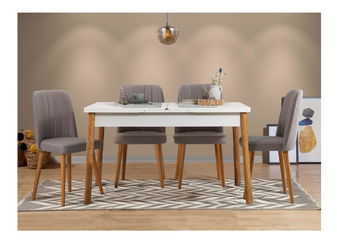 Étkező szett Vlasta 5 (atlanti fenyő + fehér + szürke) (4 személy számára)