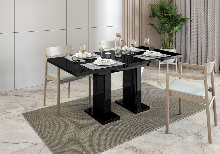 Blagovaonski stol Gilnar (crna sjaj) (za 4 do 6 osoba)