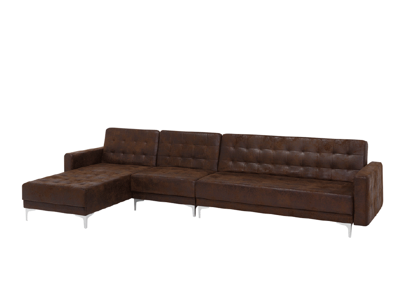 Rohová sedačka Aberlady 3 (hnedá) (s taburetkou) (L)