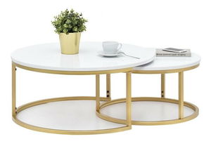 Konferenčný stolík Kolja Zest Xl (biela + zlatá)