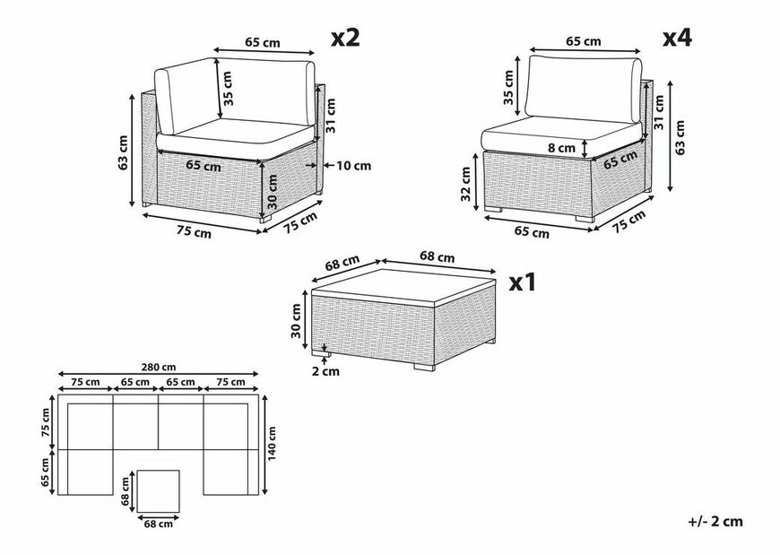 Záhradná sedacia súprava BELVIA (biela) (pre 6 osôb)
