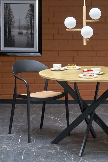 Blagovaonski stol Edgaro (hrast zlatni + crna) (za 4 osobe)