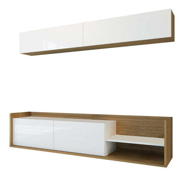 Obývacia stena Kalen (biela + teak)