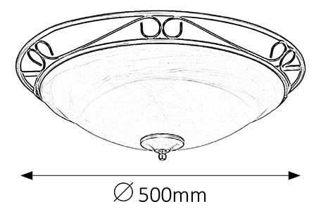 Mennyezeti lámpa Athen 3723 (fekete + rizskő üveg)