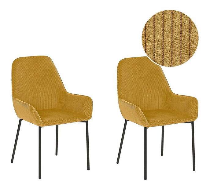 Set 2 buc. scaune de sufragerie LARNO (galben)