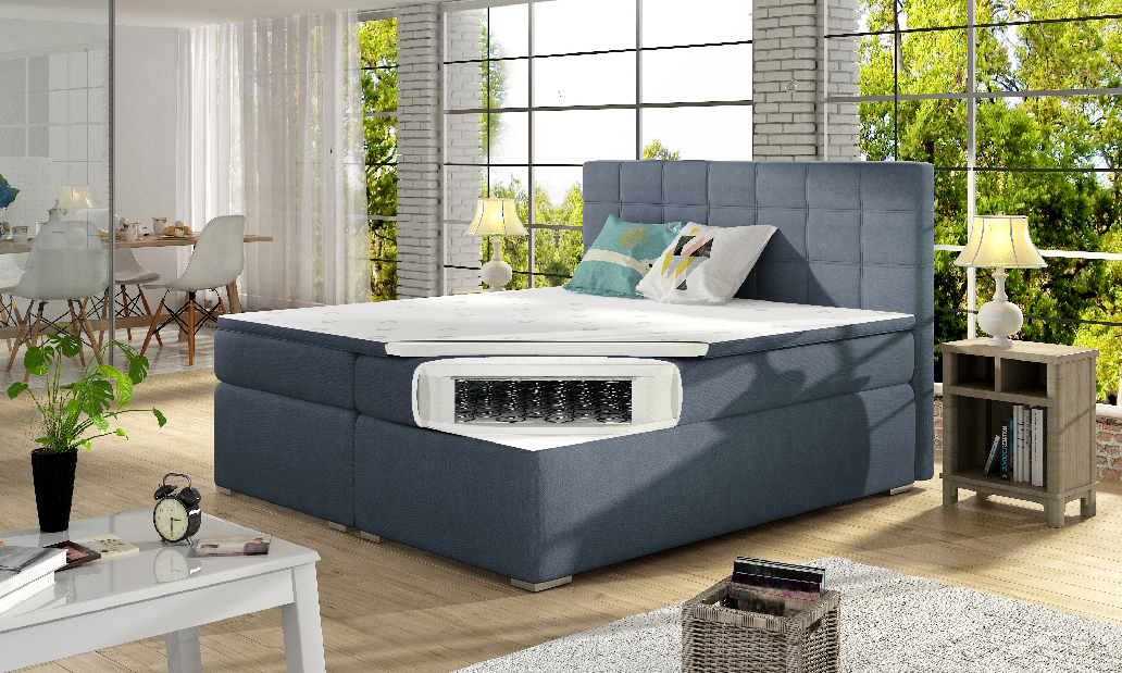Kontinentálna posteľ 180 cm Abbie (svetlosivá) (s matracmi)