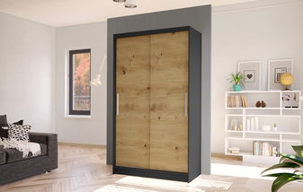 Ormar za garderobu Coletta I (crna + hrast artisan)