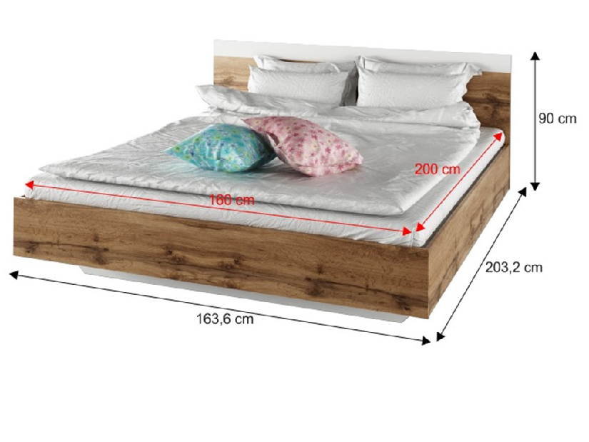 Set dormitor (pat 160x200 cm) Gaila New (stejar wotan + alb)