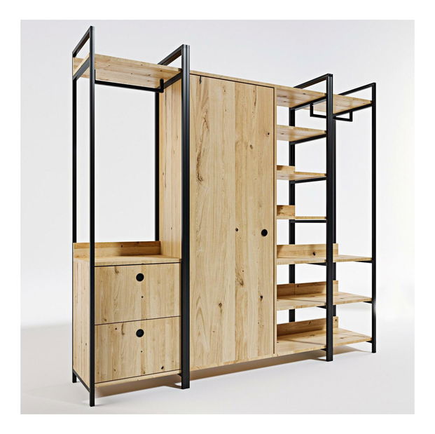 Ormar za garderobu Oppi (hrast + crna)