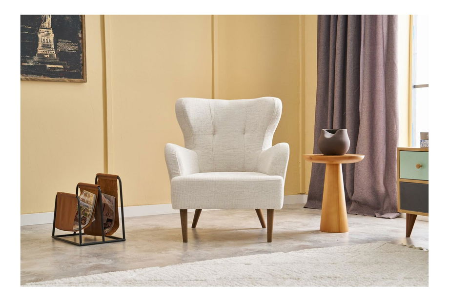 Füles fotel Kaveh 2 (krém + fa)