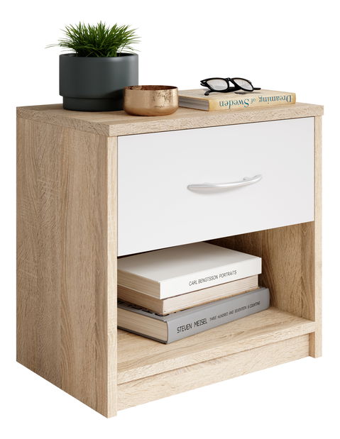 Noptieră Pepes (stejar sonoma + alb)