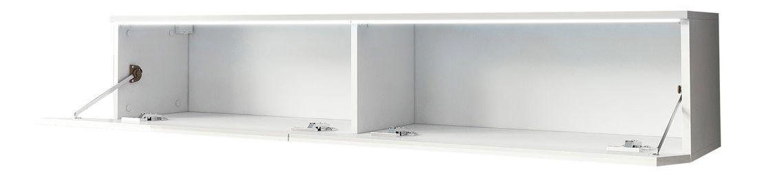 Masă TV/Dulap Dilune 140 (Alb + Alb lucios ) (iluminat LED Alb)