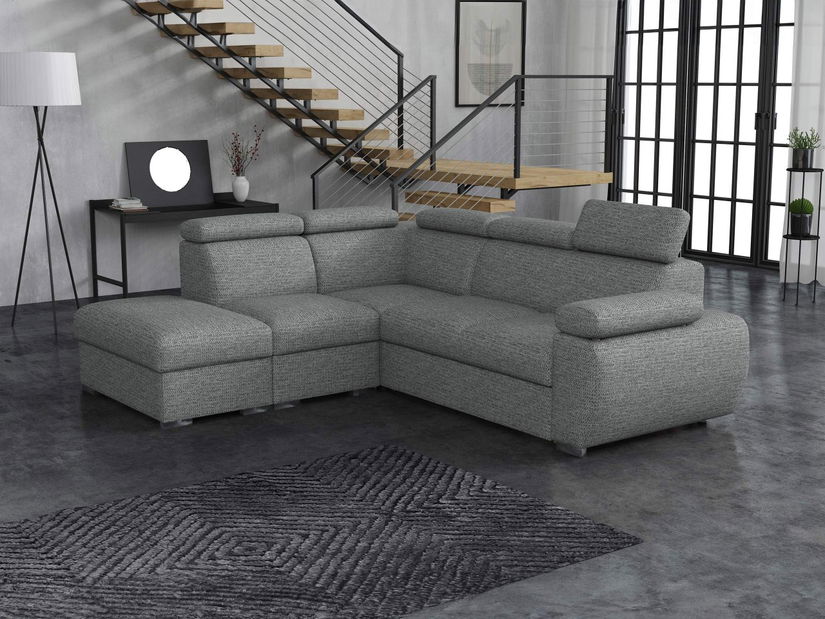 Rohová sedačka Gozo 2RR1P (tmavosivá) (s úl. priestorom) (L)