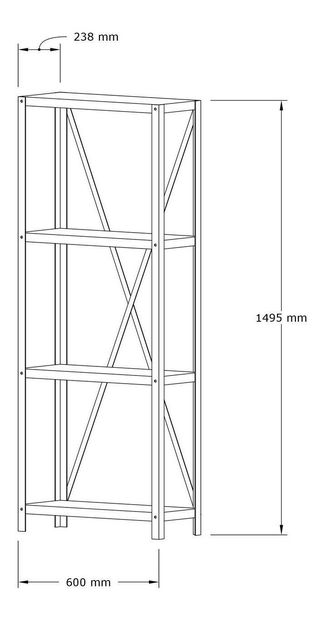 Regál Mikima 1 (zafír tölgy + fekete) 