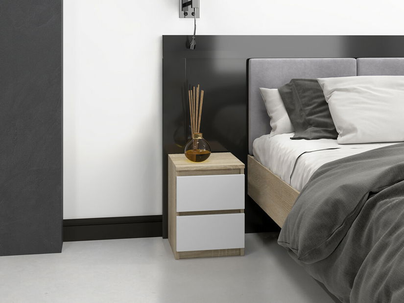 Nočný stolík Musecalo 2 (dub sonoma + biela)