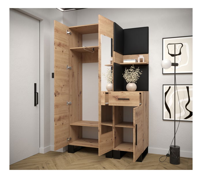 Set mobilier pentru hol Amanda 16 (Stejar artisan + gri închis)