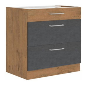 Dulap inferior de bucătărie 80 D 3S BB Velaga (Gri mat + Stejar lancelot)