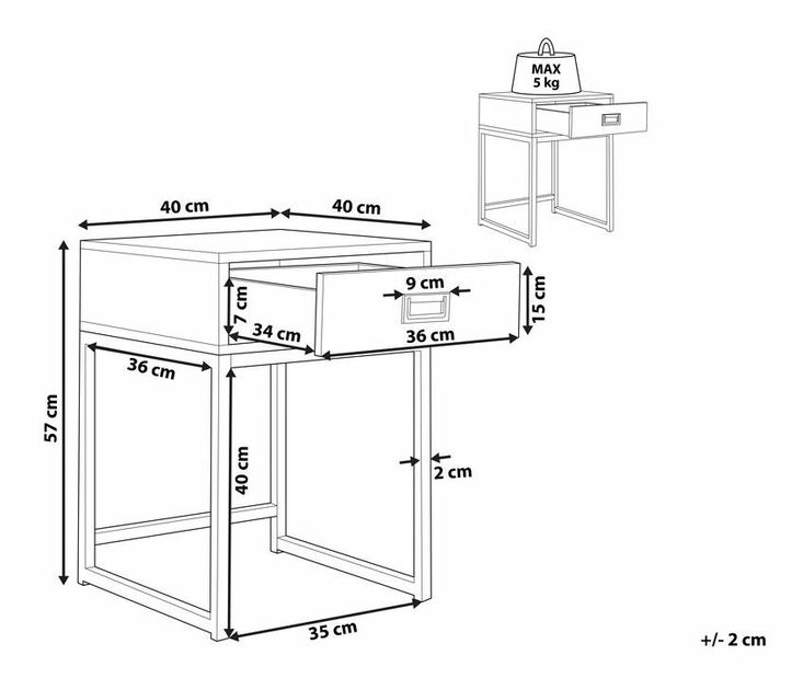 Príručný stolík LAGARRO (čierna)