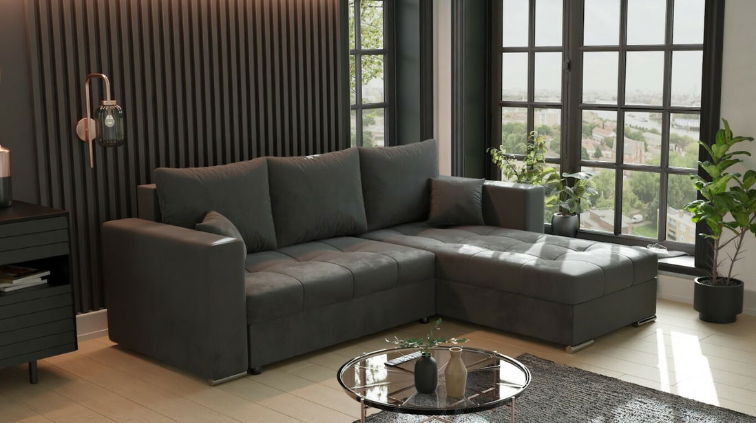 Rohová sedačka Josie (P) (tmavosivá)