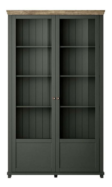 Vitrína Elvina Typ 13 (tmavozelená + dub lefka)