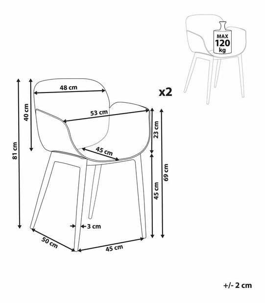 Set 2 ks jedálenských stoličiek Abila (biela)