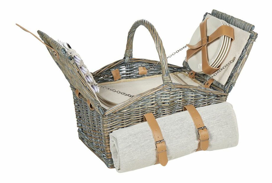 Piknikový kôš Estella (prírodná + sivá)