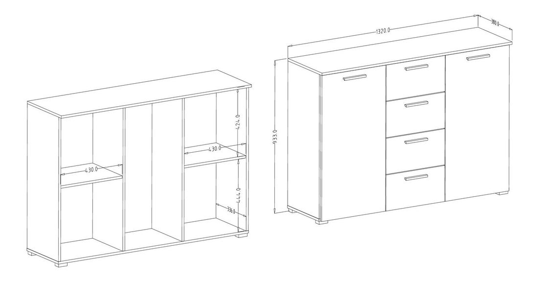 Comodă Afrodita Typ 26 (alb cenușiu)