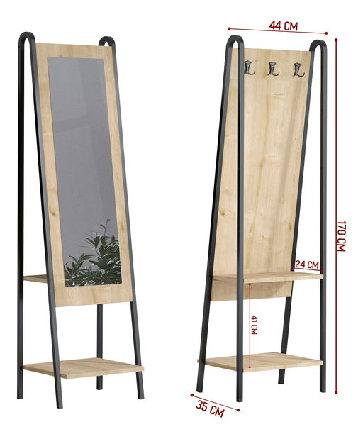 Set mobilier pentru hol Manet (Stejar + Negru)