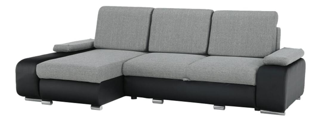 Rohová sedačka Carmen NEW (L) (ekokoža čierna + sivá látka)