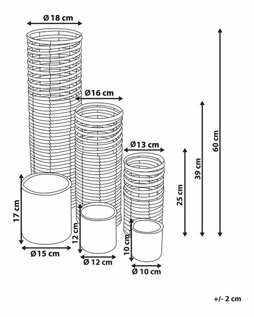 Set 3 svietnikov Royse (svetlé drevo)
